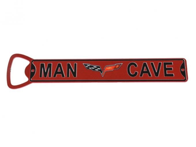 C6 Man Cave 7" Metal Bottle Opener
