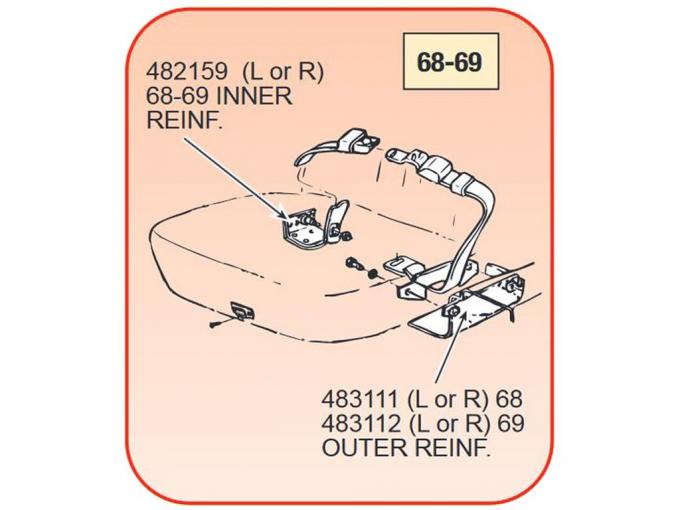 69 Seat Belt Guide Reinforcement - Right Outer
