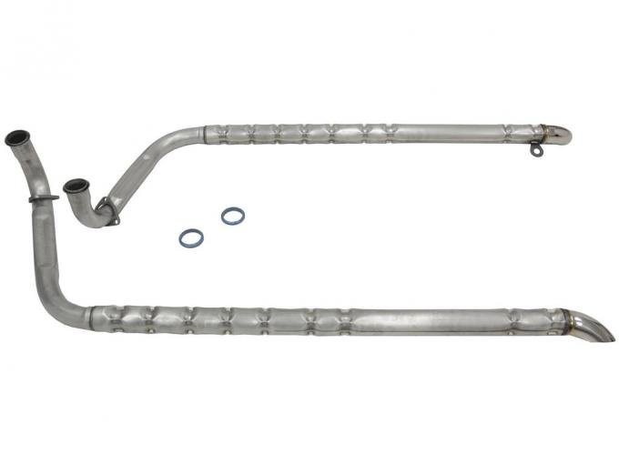 63-65 Side Exhaust Pipes Original Sound 2-1/2" 327 Aluminized With S/S Tips