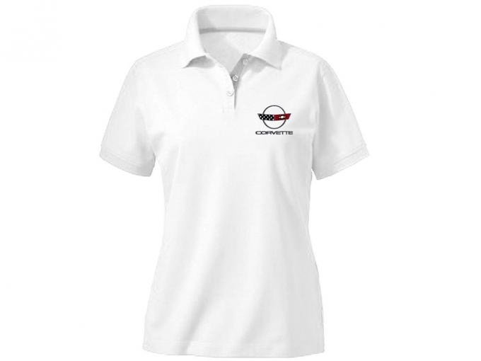 Women's White Fine Pima Pique Polo Shirt with Choice of Emblem