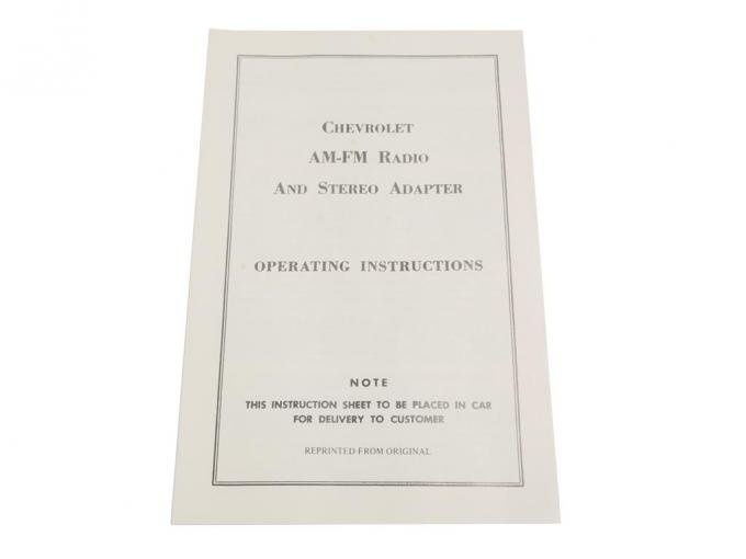 68-76 Radio Operating Instructions - AM/FM Stereo Radio