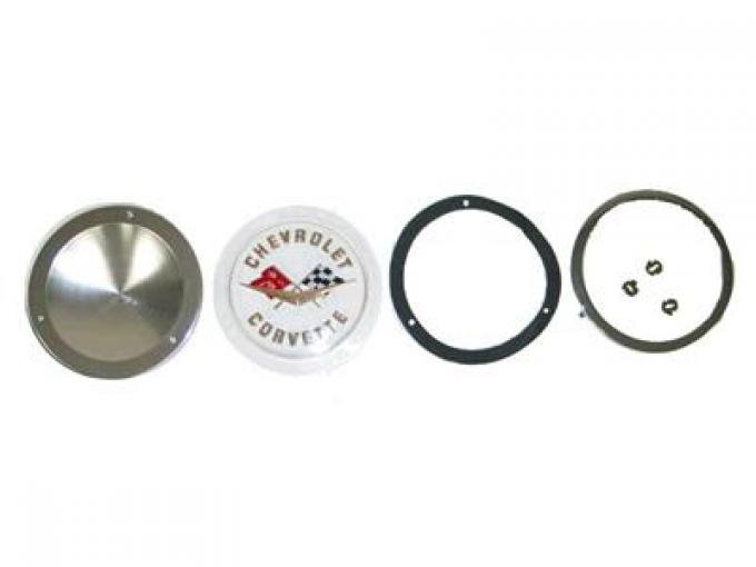 58-61 Front / Nose or Rear Trunk Emblem Set with Gold Letters