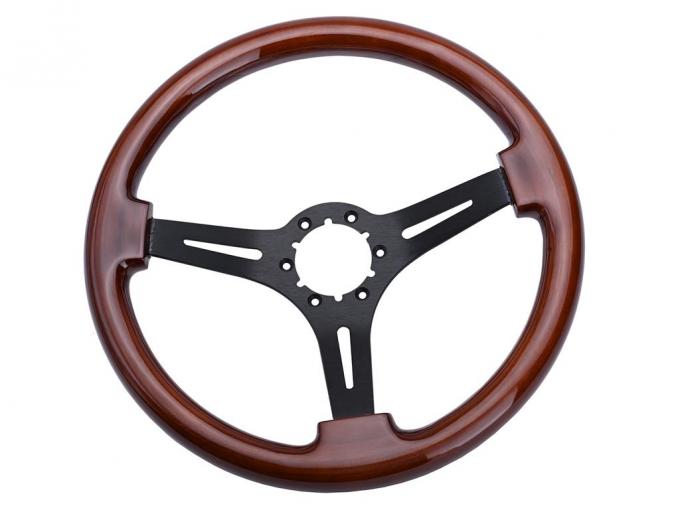 1969-1982 Corvette Steering Wheel - Black 3 Spoke Mahogany Laminated