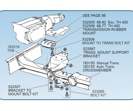 68-79 Transmission Crossmember To Transmission Mount Tabs - Weld To Crossmember