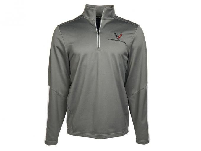 Men's C8 Corvette Under Armour Qualifier Quarter Zip Gray Jacket