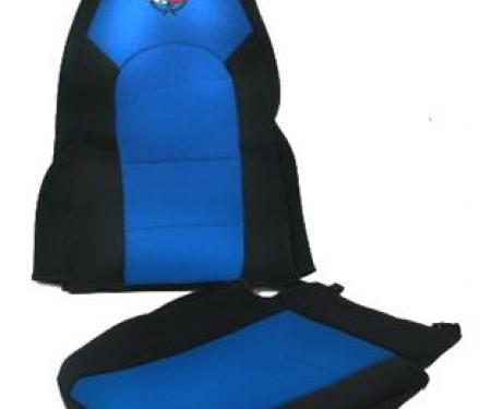 97-04 Seat Slip Covers - Wet Suit / Neoprene Black With Blue Insert