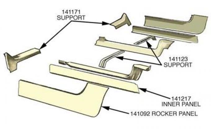 56-62 Right Hand Front Fiberglass Floor Support Press Moulded