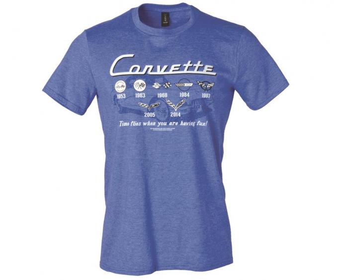 T-Shirt Men's Corvette Time Flies Blue