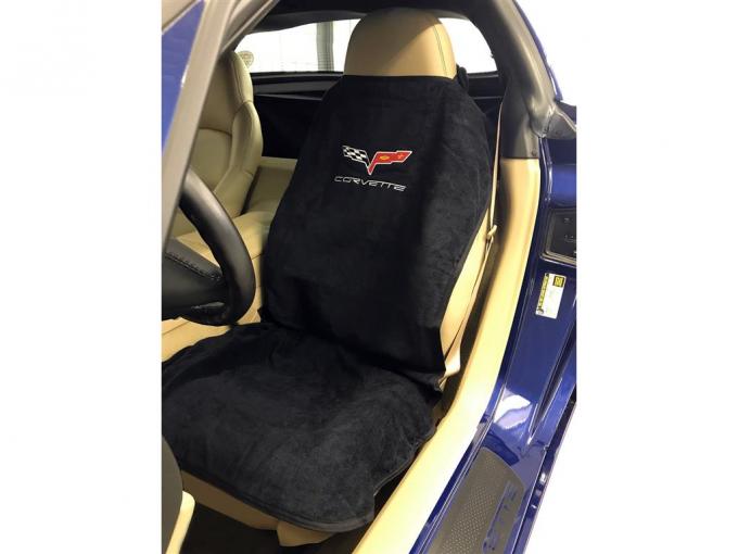 2005-2013 Seat Saver Towel Black with C6 Logo