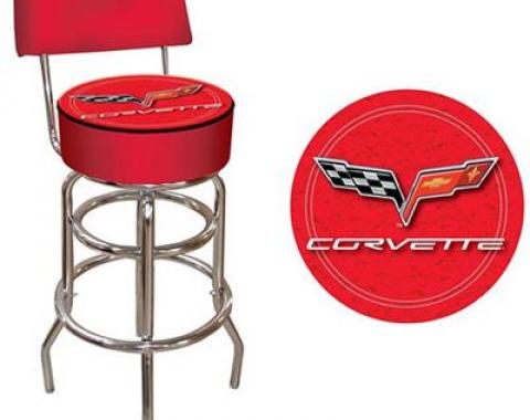 Counter Stool - Red With Back Rest And C6 Logo