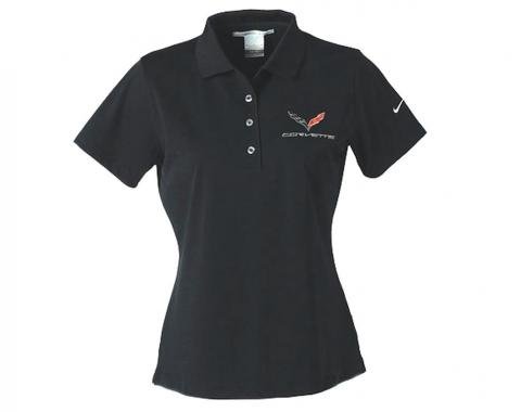 Polo Shirt C7 Corvette Ladies Nike Dri Fit Black