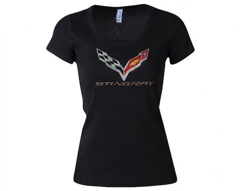 T-Shirt Ladies C7 Corvette Rhinestone Emblem