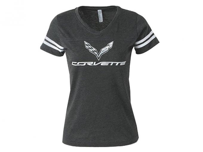 Corvette Ladies Smoke Black Football Jersey T-Shirt