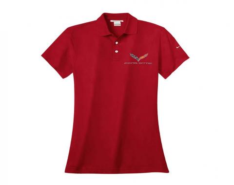 C6 Corvette Ladies Nike Dri Fit Red Polo Shirt