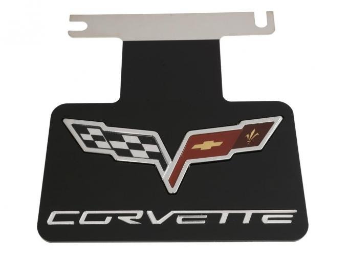 2005-2013 Exhaust Dress Up Plate - Black Stainless Steel - C6 Acrylic Emblem