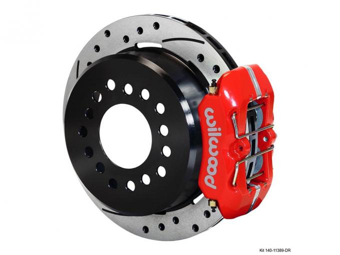 56-62 Wilwood Dynalite Rear Red Caliper Drilled / Slotted Rotor Brake Upgrade