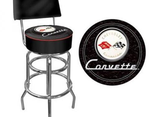 Counter Stool - Black With Back Rest And C1 Logo