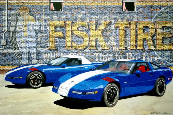 Grand Sport Twins Print 10-1/2" X 16" Lithograph By Dana Forrester