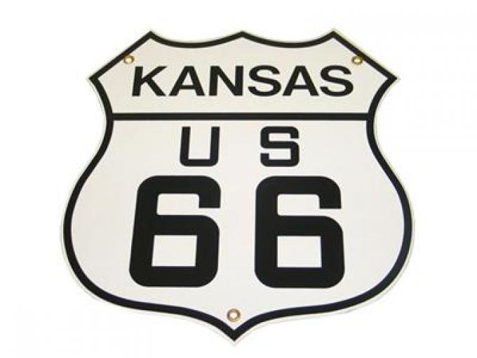 Route 66 Kansas 12" Diecut Porcelain Sign