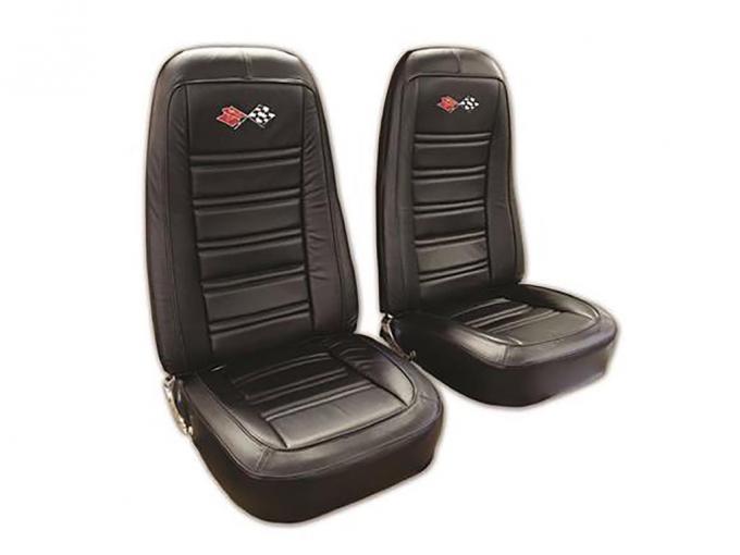 75 Seat Cover - Exact Reproduction - Leather With Embroidered Logo