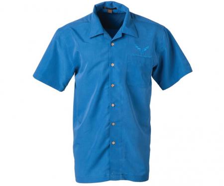 Camp Shirt - Men's Blue Textured Stingray With C7 Embroidered Logo