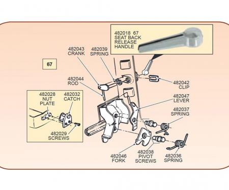 67 Seat Bottom Catch Screws