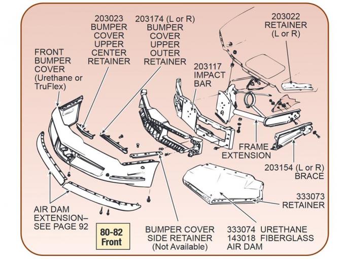 80-82 Bumper Cover Retainer - Front Side Right