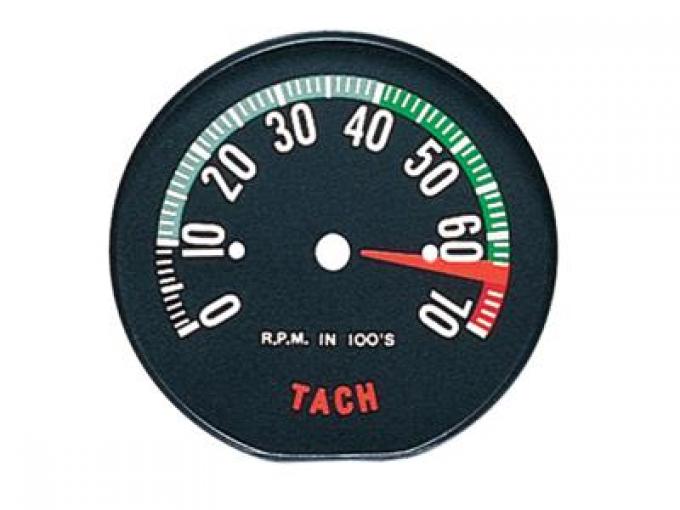 60 6500 Red Tach / Tachometer Face - 1960 Early White Numbers