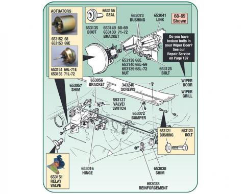 68-72 Windshield Wiper Actuator Bracket Shim - Set Of 2