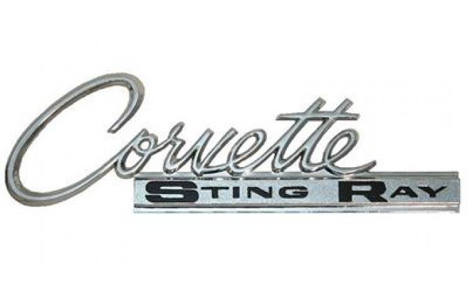 Metal Sign - 63-65 Corvette Sting Ray Rear Deck Emblem - 32" X 10" - Photo Steel