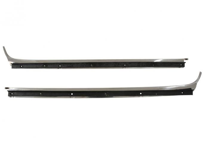 64-67 Coupe Door Outer Window Mouldings with Seals
