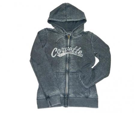 Faded Navy Junior Burnout Hoodie Corvette Lettering