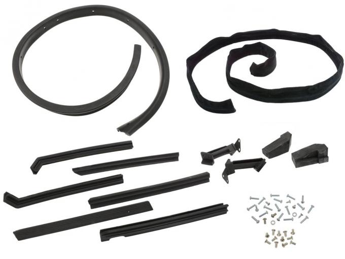 1957L-1958 Soft Top / Convertible Top Weatherstrip Kit w/ Black Rear Mohair