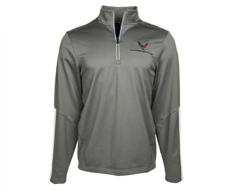 Men's C8 Corvette Under Armour Qualifier Quarter Zip Gray Jacket