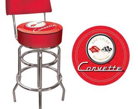 Counter Stool - Red With Back Rest And C1 Logo