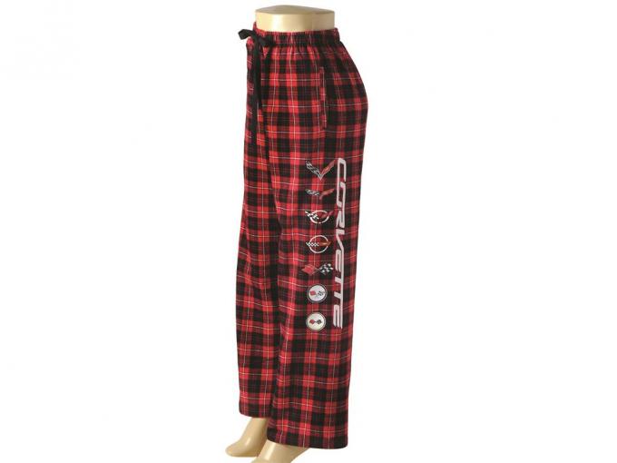 Corvette Generations Red And Black Flannel Pajama Pants