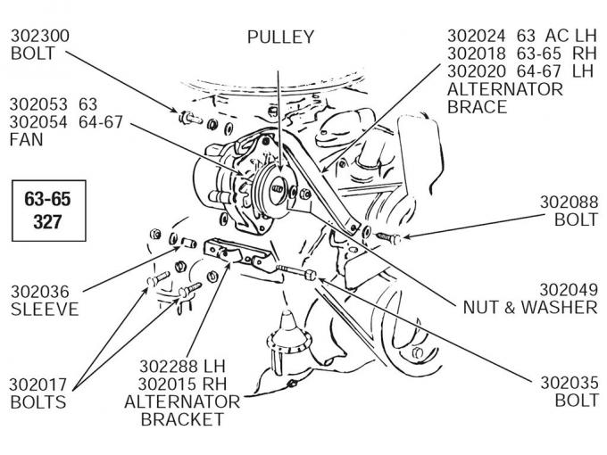 58-65 Alternator Support Bracket - Right