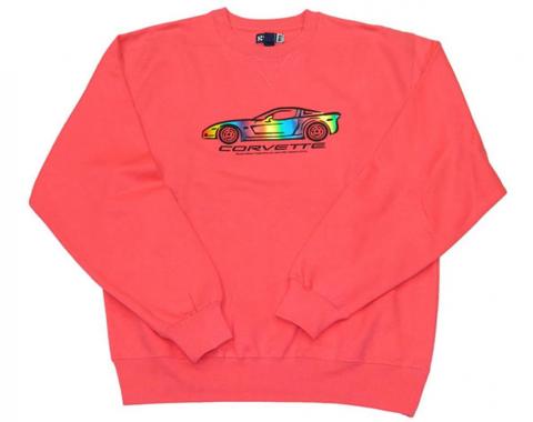 Pink Crew Neck Rainbow Foil Design Sweatshirt