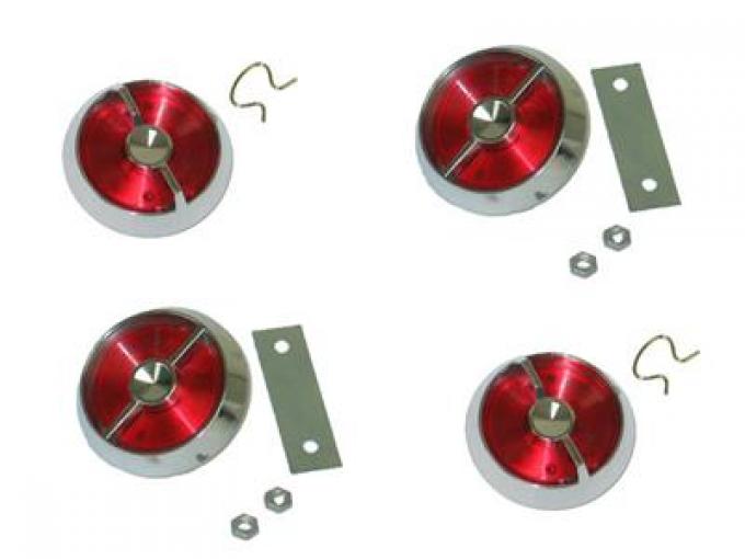 63-64 Door Lock Knob - Reflector On Door Panel - 4 Pieces