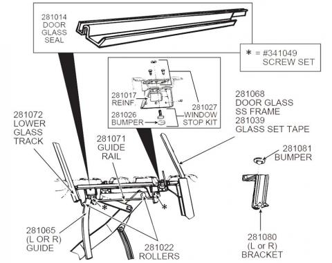 56-62 Door Window Stop Upper Set