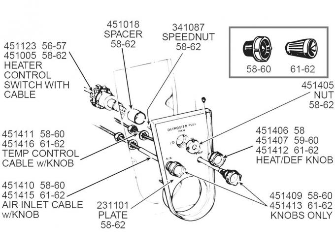 56-57 Heater Control Switch With Cable