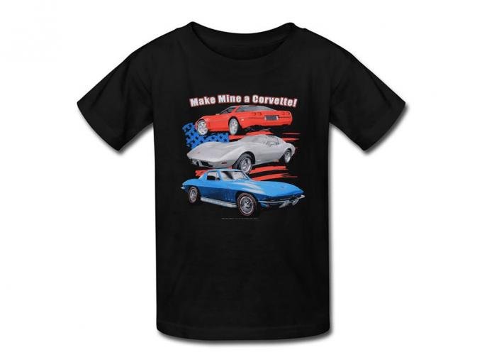 Kids "Make Mine a Corvette" Black T-Shirt