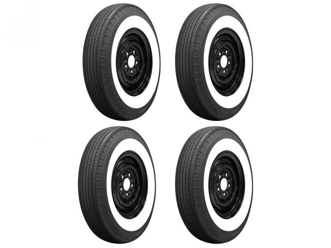 1953-1962 2-3/4” Whitewall Bias Look Radial Tires with Wheels Mounted