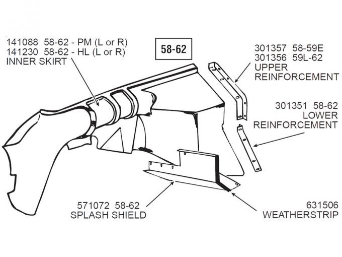 53-62 Splash Shields Weatherstrips