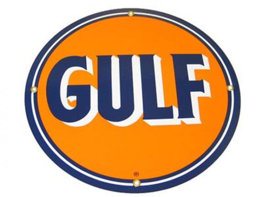 Gulf Oil 12" Porcelain Sign Motor City Vettes