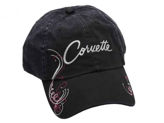 Hat - Ladies Black Corvette Sparkle Script