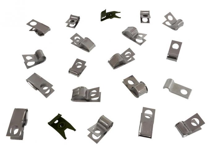 68 Brake And Fuel Line Clip Set - With Base Engines - 350HP - 390hp - 20 Pieces