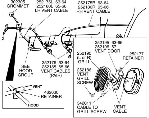 63-64 Vent Cable Assembly - No Air Conditioning