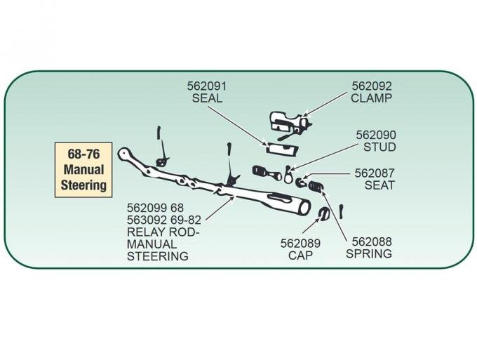 1963-1976 Manual Steering Relay Rod Rebuild Set - w/o PS