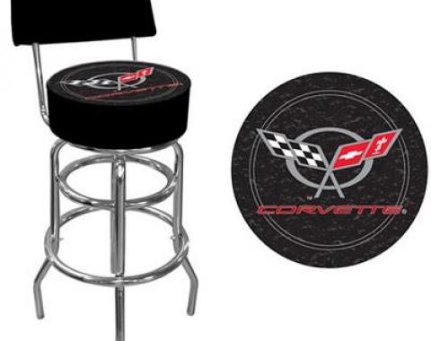 Counter Stool - Black With Back Rest And C5 Logo